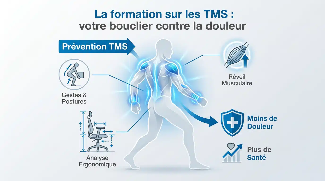 Salarié en formation sur la prévention des troubles musculo-squelettiques en entreprise